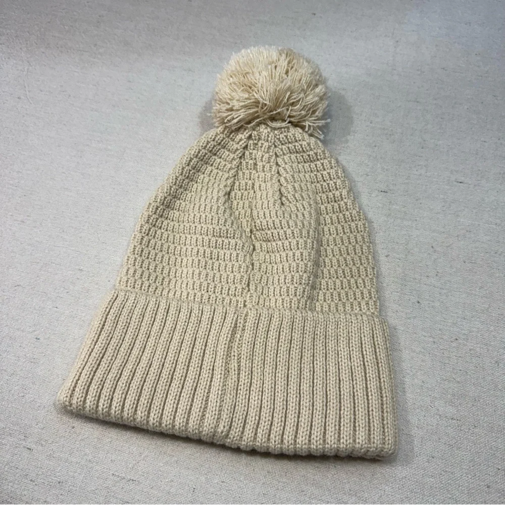 Tractor Supply Cream Knit Beanie with Pom-Pom